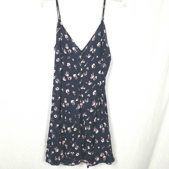 American Eagle Outfitters Navy Floral V-Neck Dress Size 10 - Picture 1 of 8